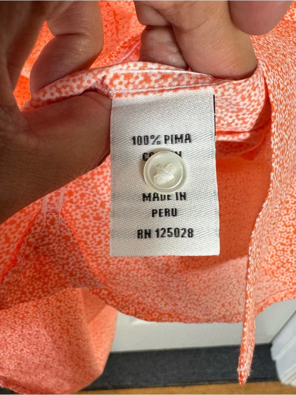 Psycho Bunny Button Down Shirt 2XL Orange Floral Print Lightweight - Picture 4 of 9